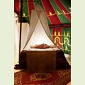 Double bed in rental tent La Jaima