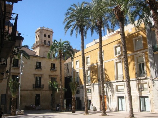 Beautiful cities Costa Blanca, a square in Alicante old town