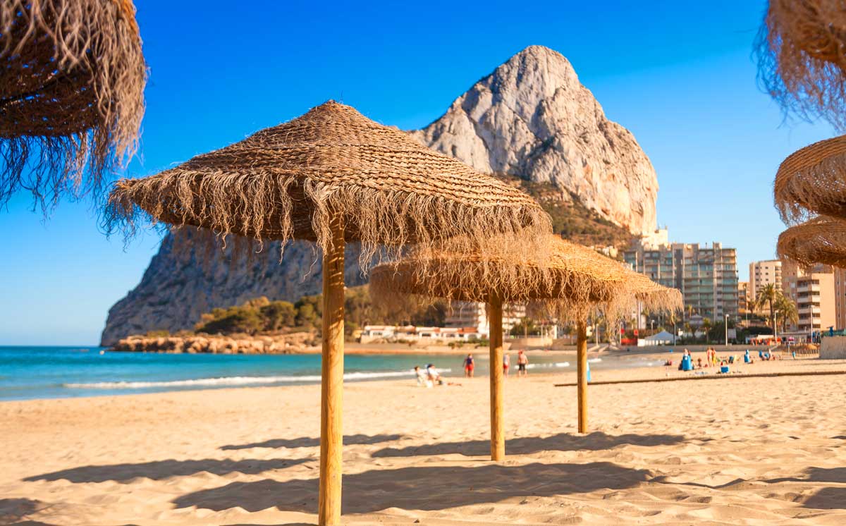 The Costa Blanca Beaches, this is Calpe with the Peñon Ifach on the back