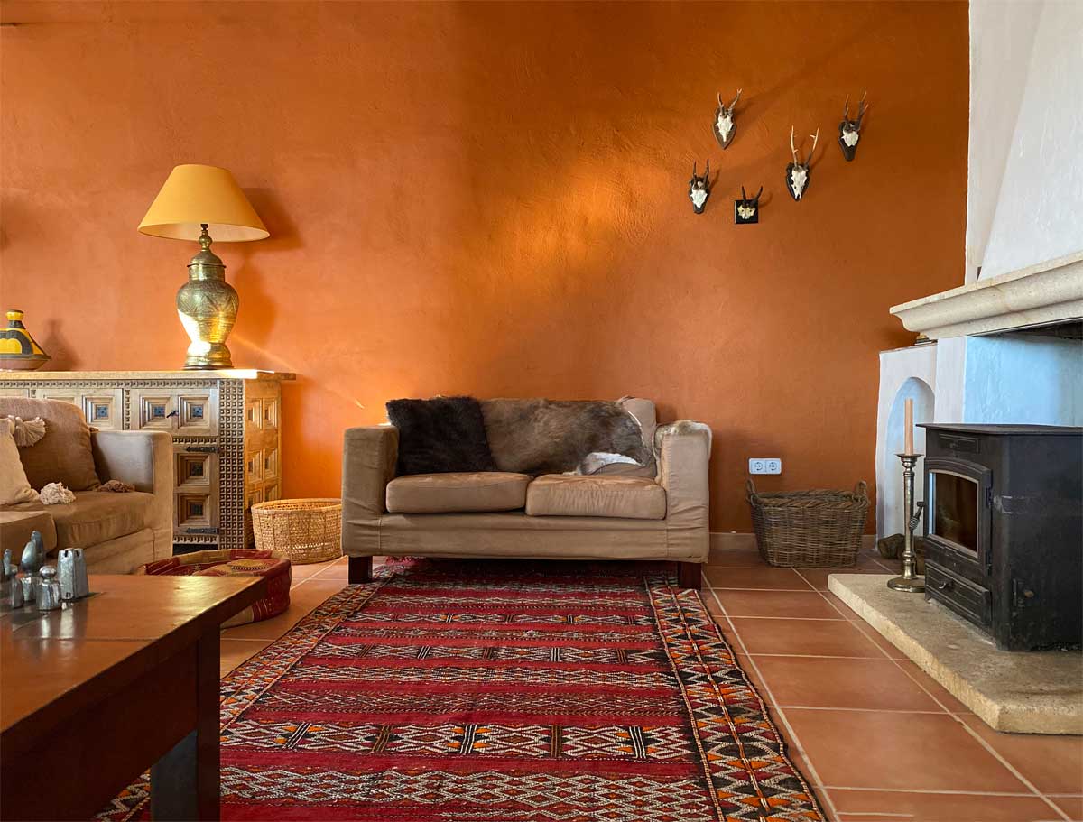 Living room rustic holiday home casa montaña in spain 