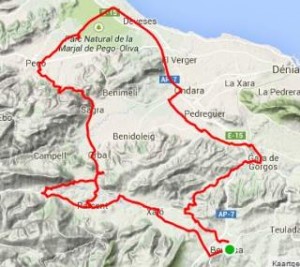 Een leuke route tijdens je fietsvakantie Spanje Alicante o.a. via Murla en Pego